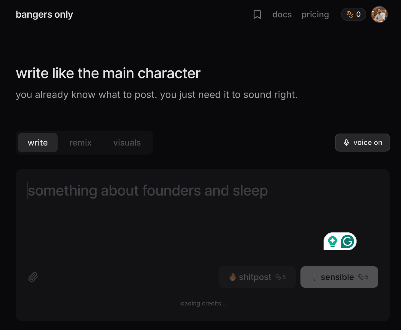 Bangers Only homepage